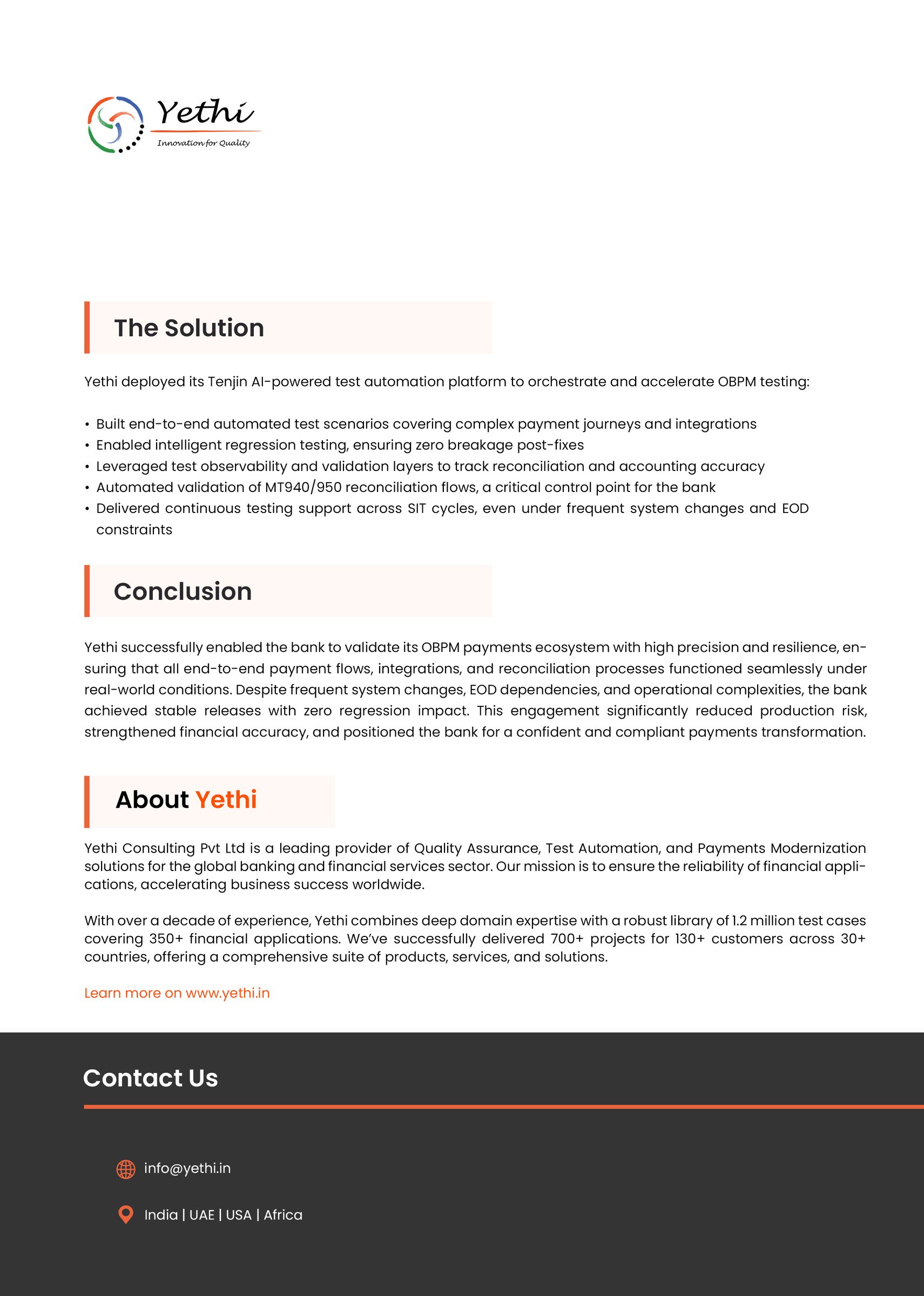 A Tier-1 North American Bank De-Risk OBPM Payments Transformation with End-to-End Validation - page 2