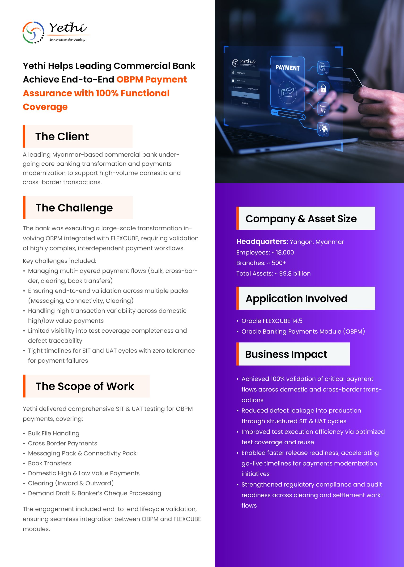 A Leading Commercial Bank Achieves End-to-End OBPM Payment Assurance with 100% Functional Coverage - page 1