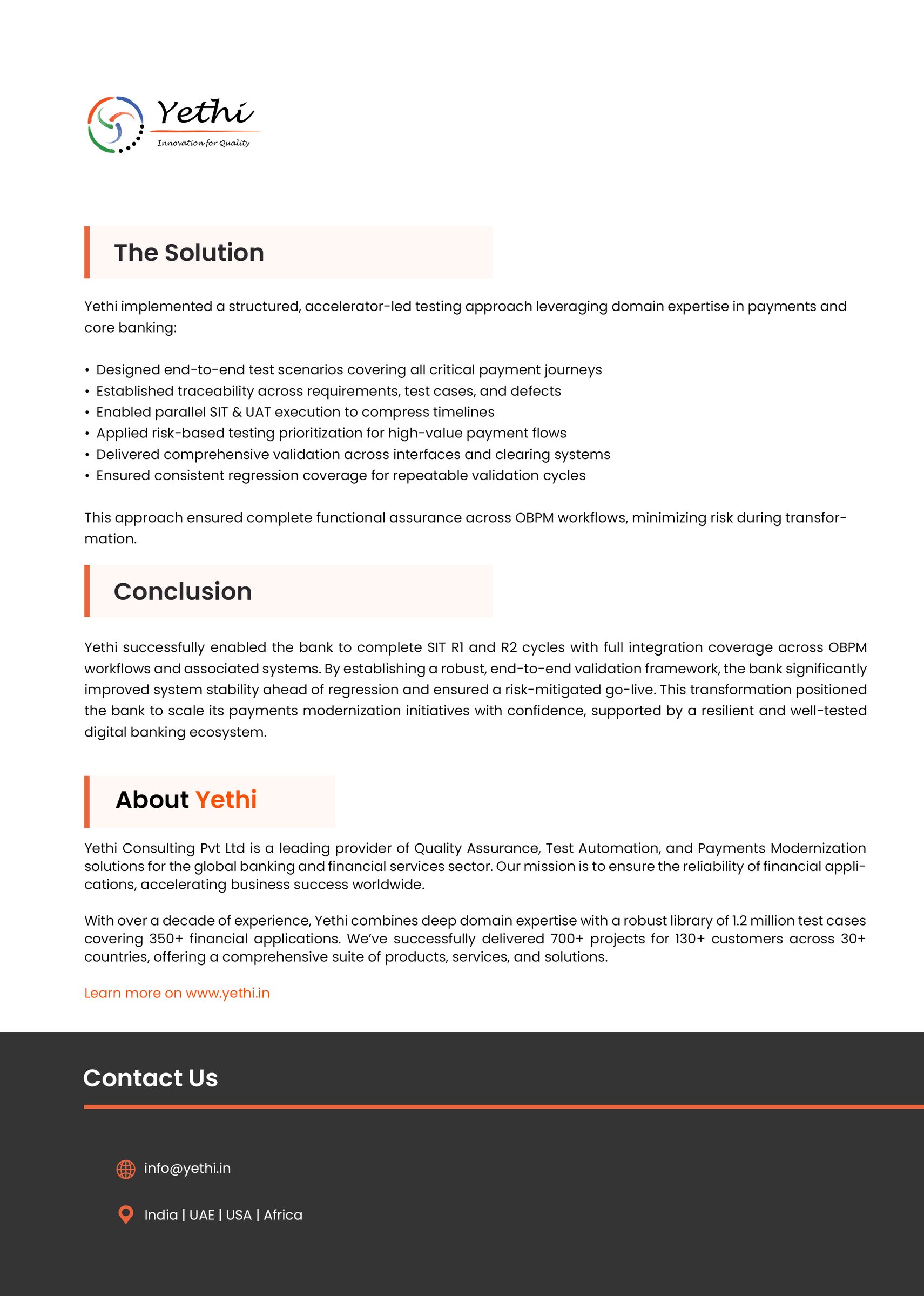 A Leading Commercial Bank Achieves End-to-End OBPM Payment Assurance with 100% Functional Coverage - page 2