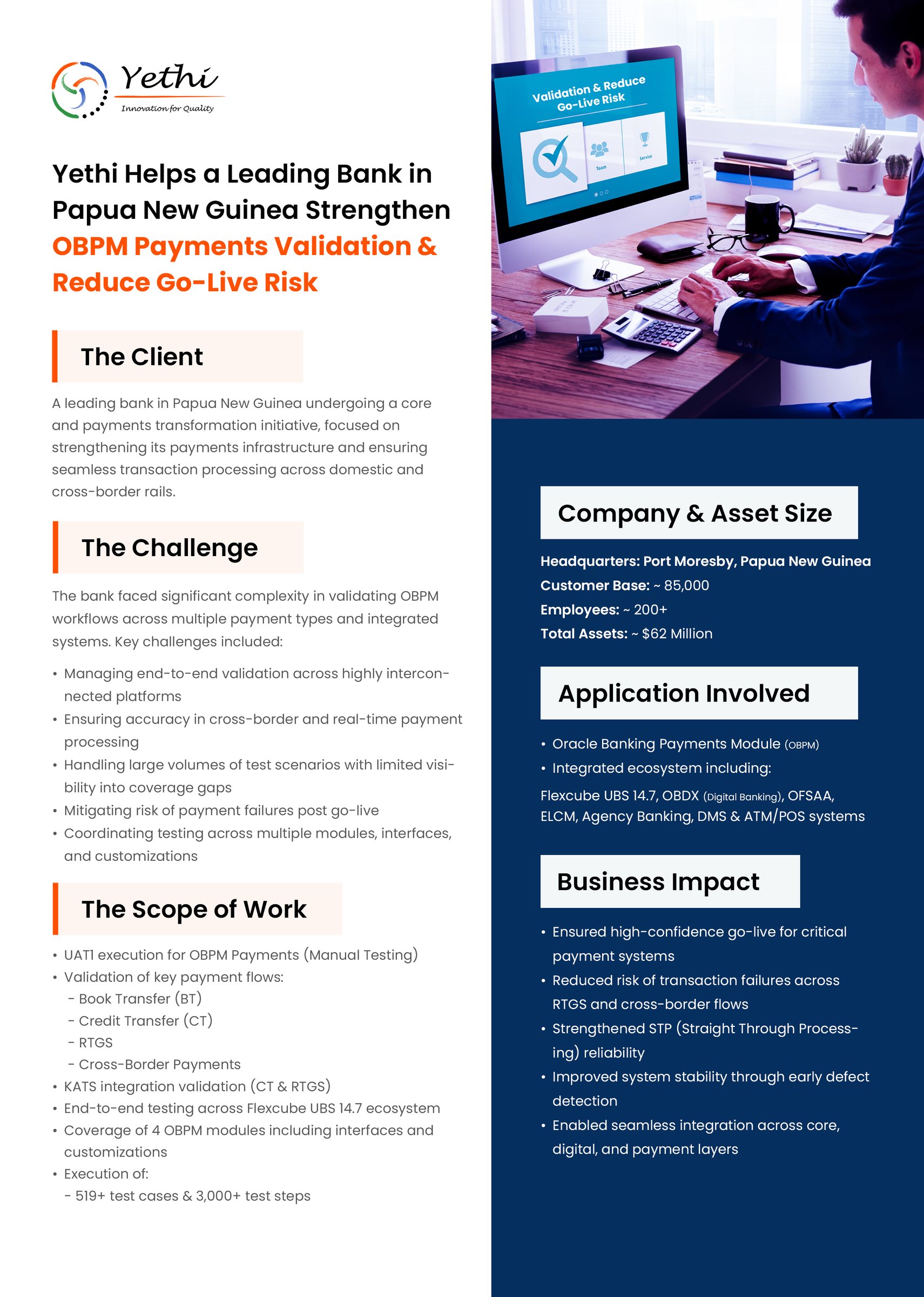A Leading Bank in Papua New Guinea Strengthen OBPM Payments Validation & Reduce Go-Live Risk - page 1