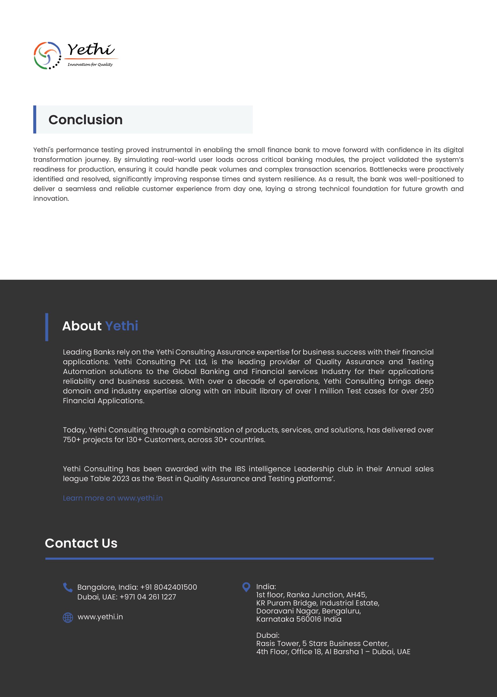 Performance Testing for a Newly Formed Small Finance Bank - page 2