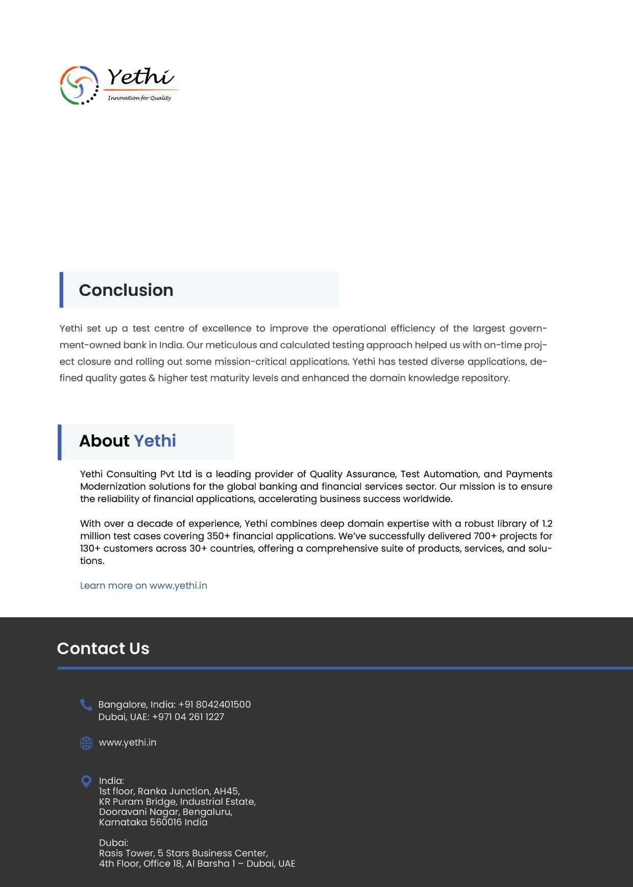 Managed Testing Services for the Largest Government-Owned Bank in India - page 3