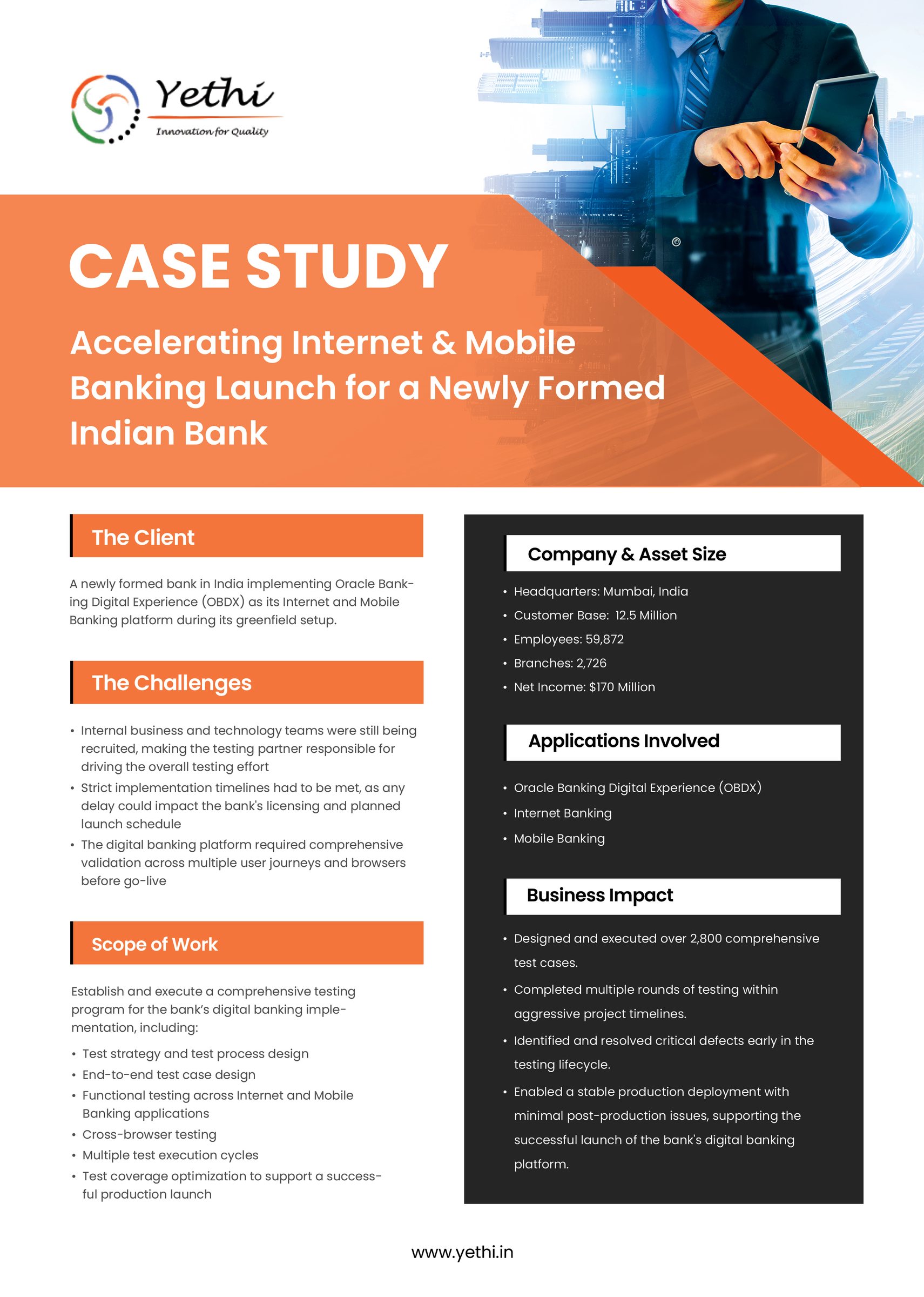 IB & MB Testing Services for Leading Small Finance Bank in India - page 1