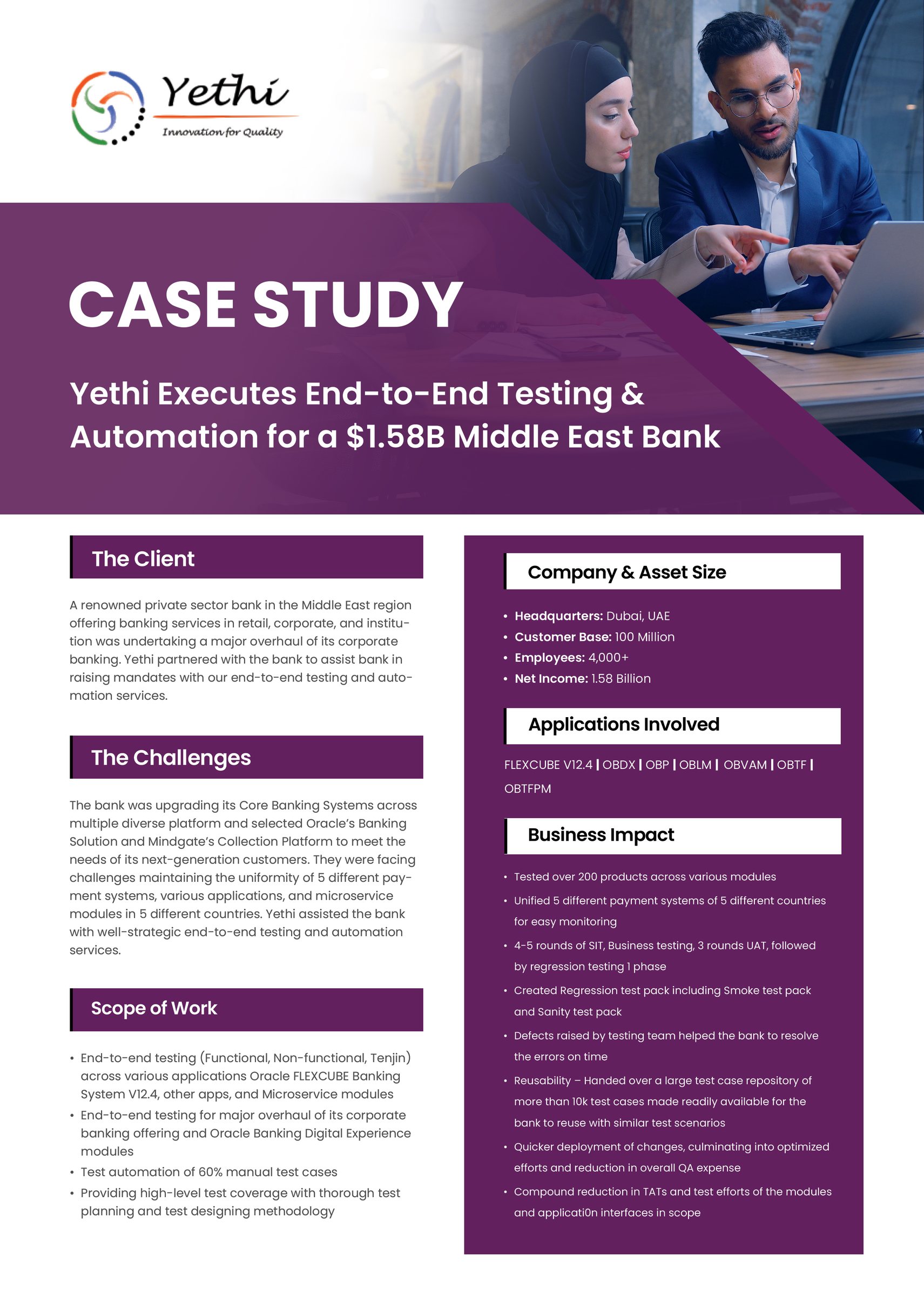 End-to-End Testing & Automation for a Renowned Middle-East Bank - page 1