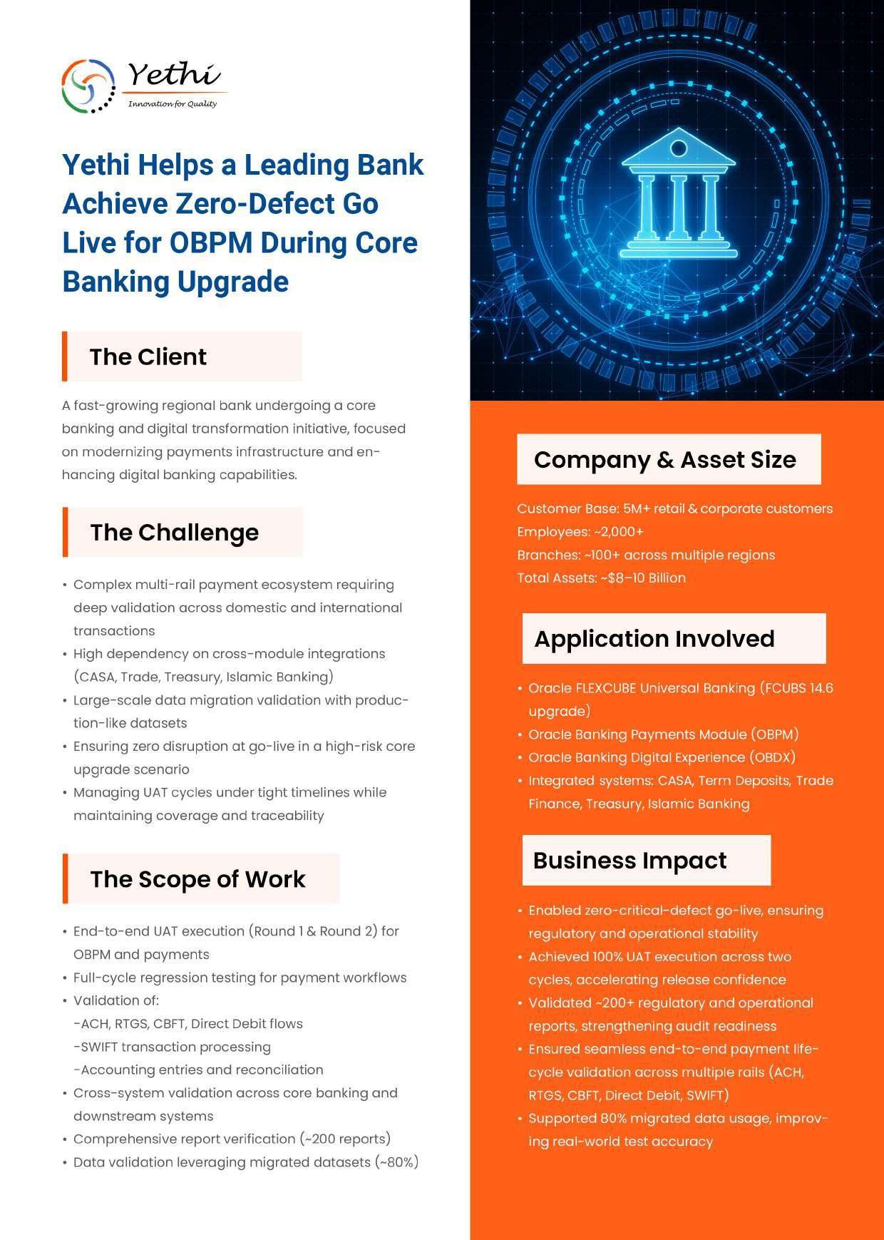 A Leading Bank Achieves Zero-Defect Go Live for OBPM During Core Banking Upgrade - page 1